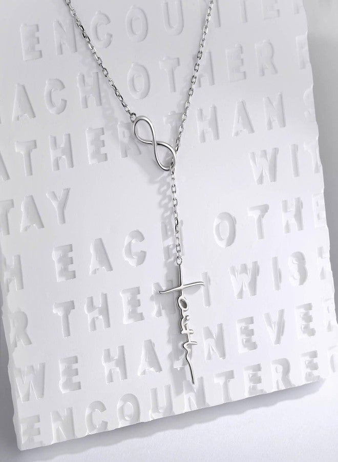 Sariel 925 Sterling Silver Faith Hope Love Cross Pendant Necklace for Women Christian Birthday Christmas Jewelry Gift (Infinity Faith Necklace) - Image 2